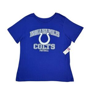 NFL Indianapolis Colts T-Shirt Womens 1X Blue Short Sleeve Scoop Neck Cotton NEW